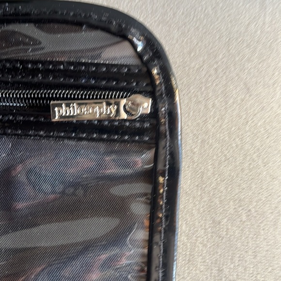 2/$30 PHILOSOPHY Black Patent Cosmetic Makeup Bag Organizer Travel Case. - Picture 11 of 12